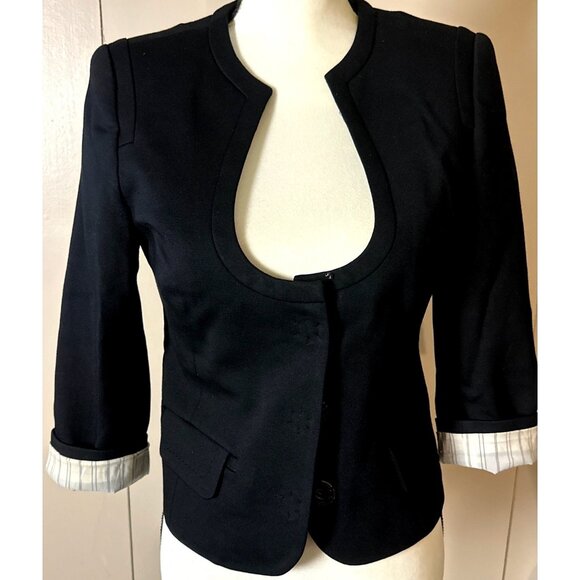 Elegant Minimalist Trina Turk Black Mott Fitted Jacket Size 2 Party Chic Office - Picture 10 of 12
